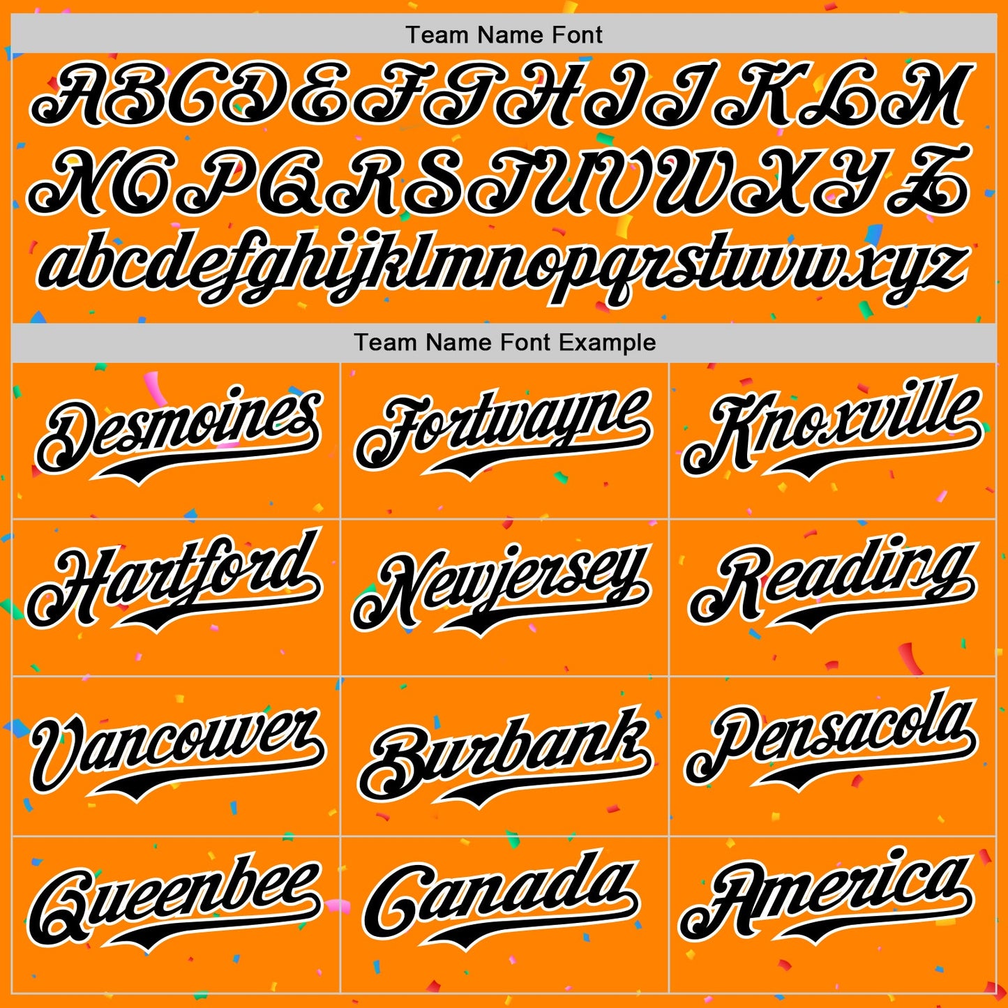 Custom Bay Orange Black-White 3D Pattern Design Confetti Colorful Speckle Authentic Baseball Jersey