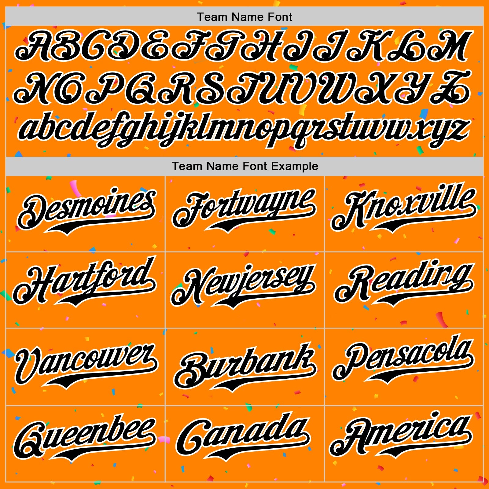 Custom Bay Orange Black-White 3D Pattern Design Confetti Colorful Speckle Authentic Baseball Jersey