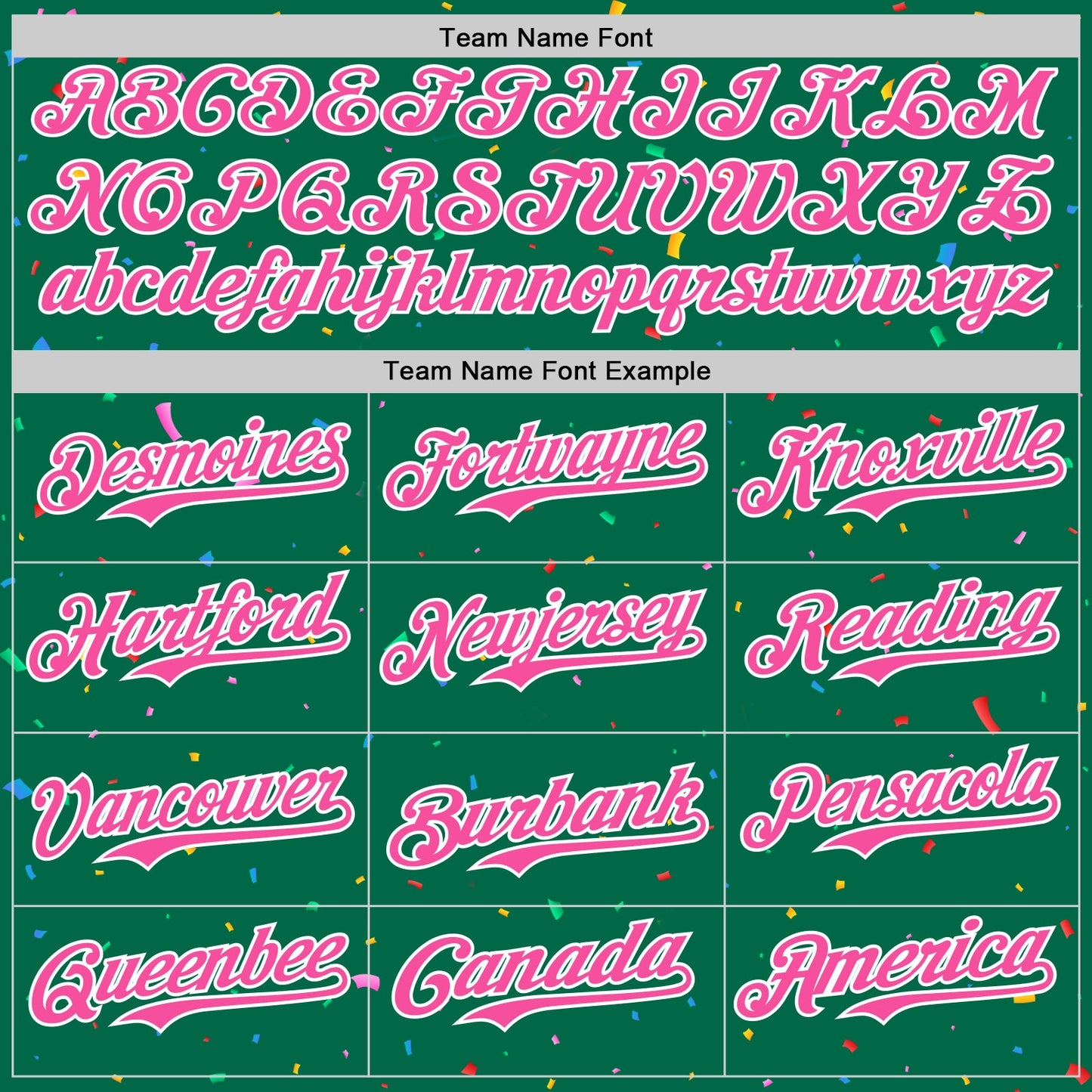 Custom Kelly Green Pink-White 3D Pattern Design Confetti Colorful Speckle Authentic Baseball Jersey