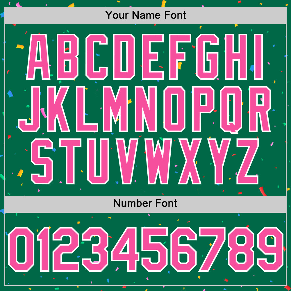 Custom Kelly Green Pink-White 3D Pattern Design Confetti Colorful Speckle Authentic Baseball Jersey