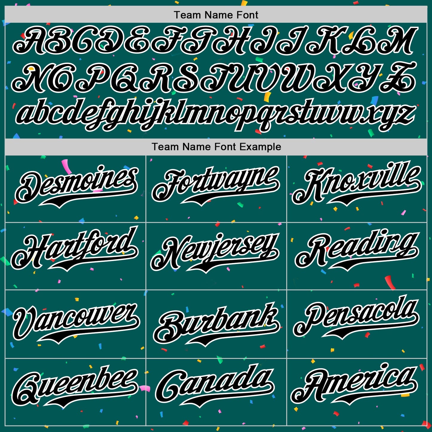 Custom Midnight Green Black-White 3D Pattern Design Confetti Colorful Speckle Authentic Baseball Jersey