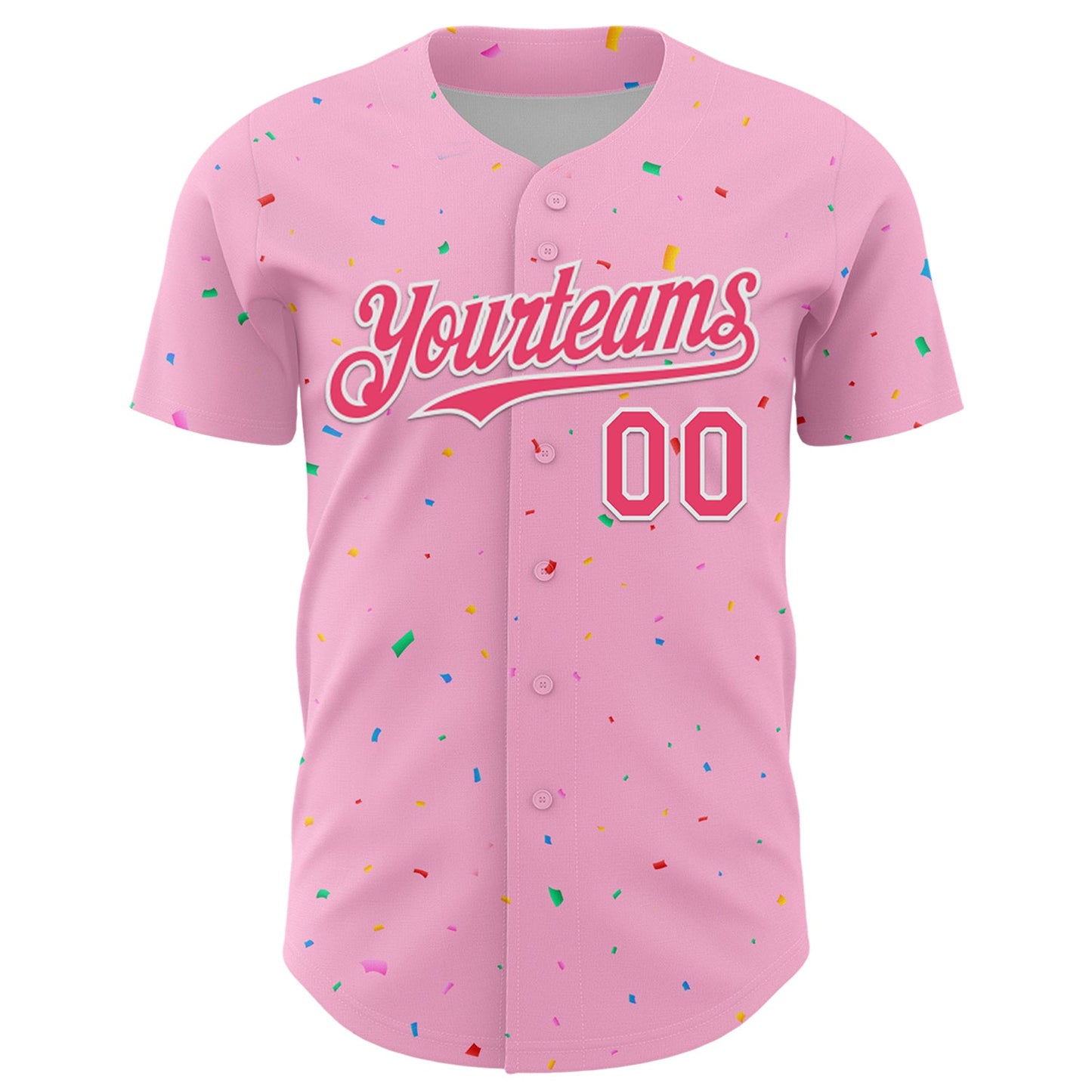 Custom Light Pink Neon Pink-White 3D Pattern Design Confetti Colorful Speckle Authentic Baseball Jersey