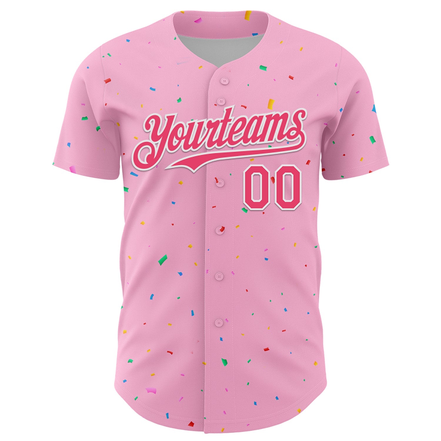 Custom Light Pink Neon Pink-White 3D Pattern Design Confetti Colorful Speckle Authentic Baseball Jersey