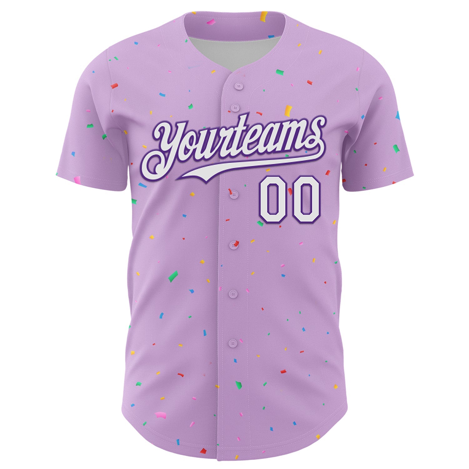 Custom Light Purple White-Purple 3D Pattern Design Confetti Colorful Speckle Authentic Baseball Jersey