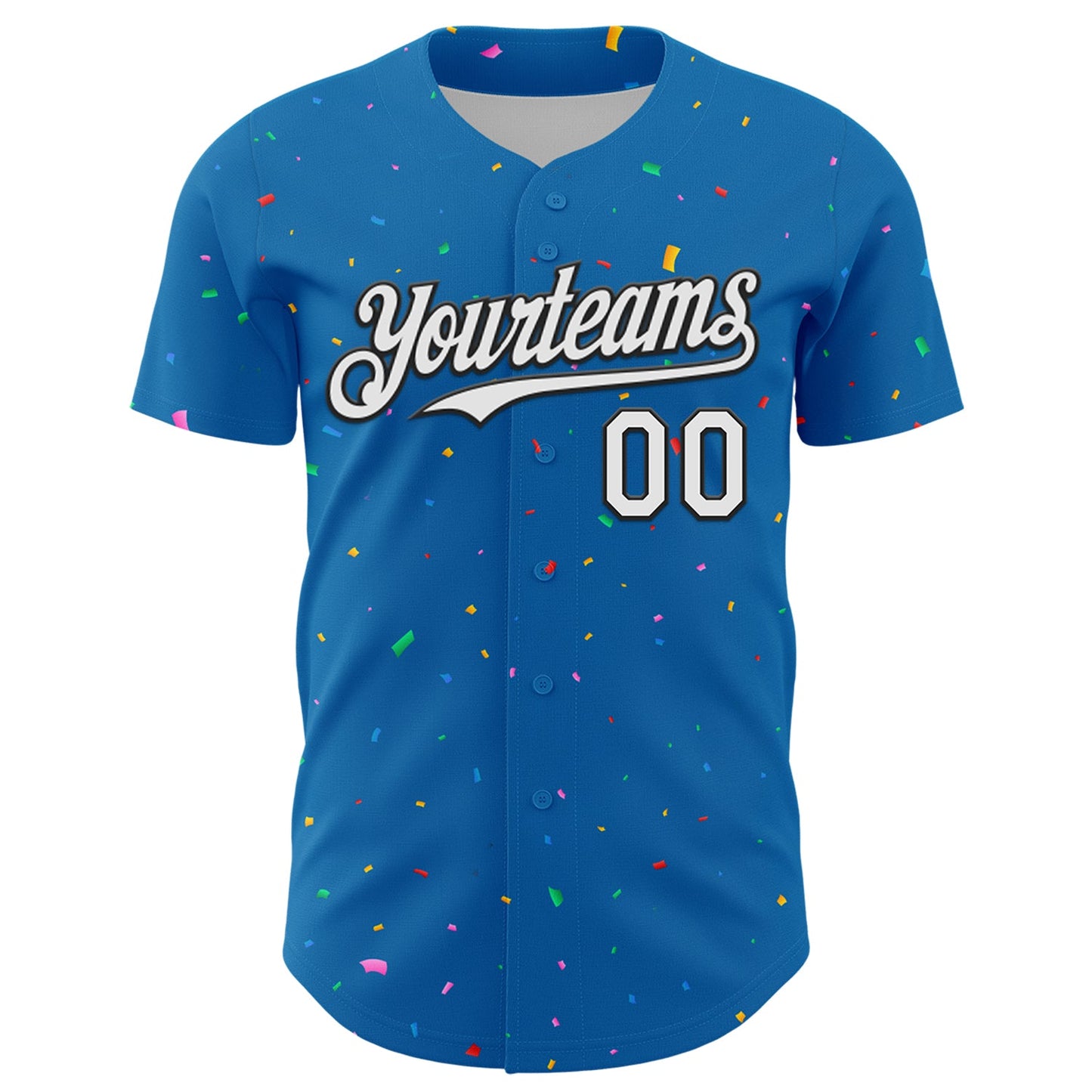 Custom Blue White-Black 3D Pattern Design Confetti Colorful Speckle Authentic Baseball Jersey