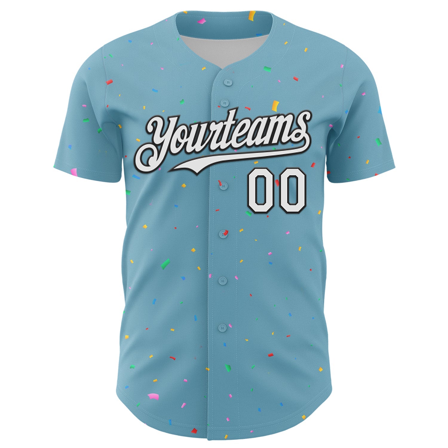 Custom Shadow Blue White-Black 3D Pattern Design Confetti Colorful Speckle Authentic Baseball Jersey