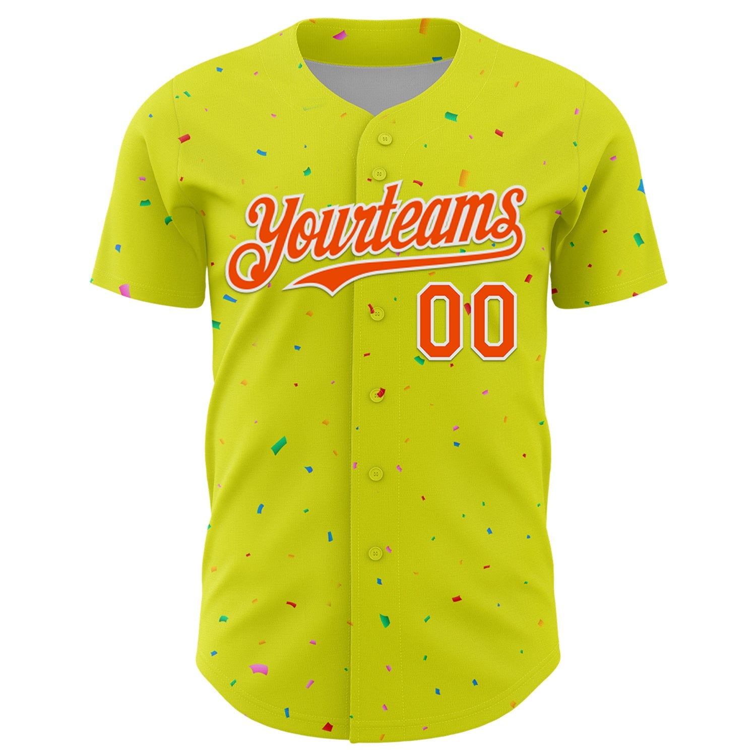 Custom Neon Yellow White-Black 3D Pattern Design Confetti Colorful Speckle Authentic Baseball Jersey