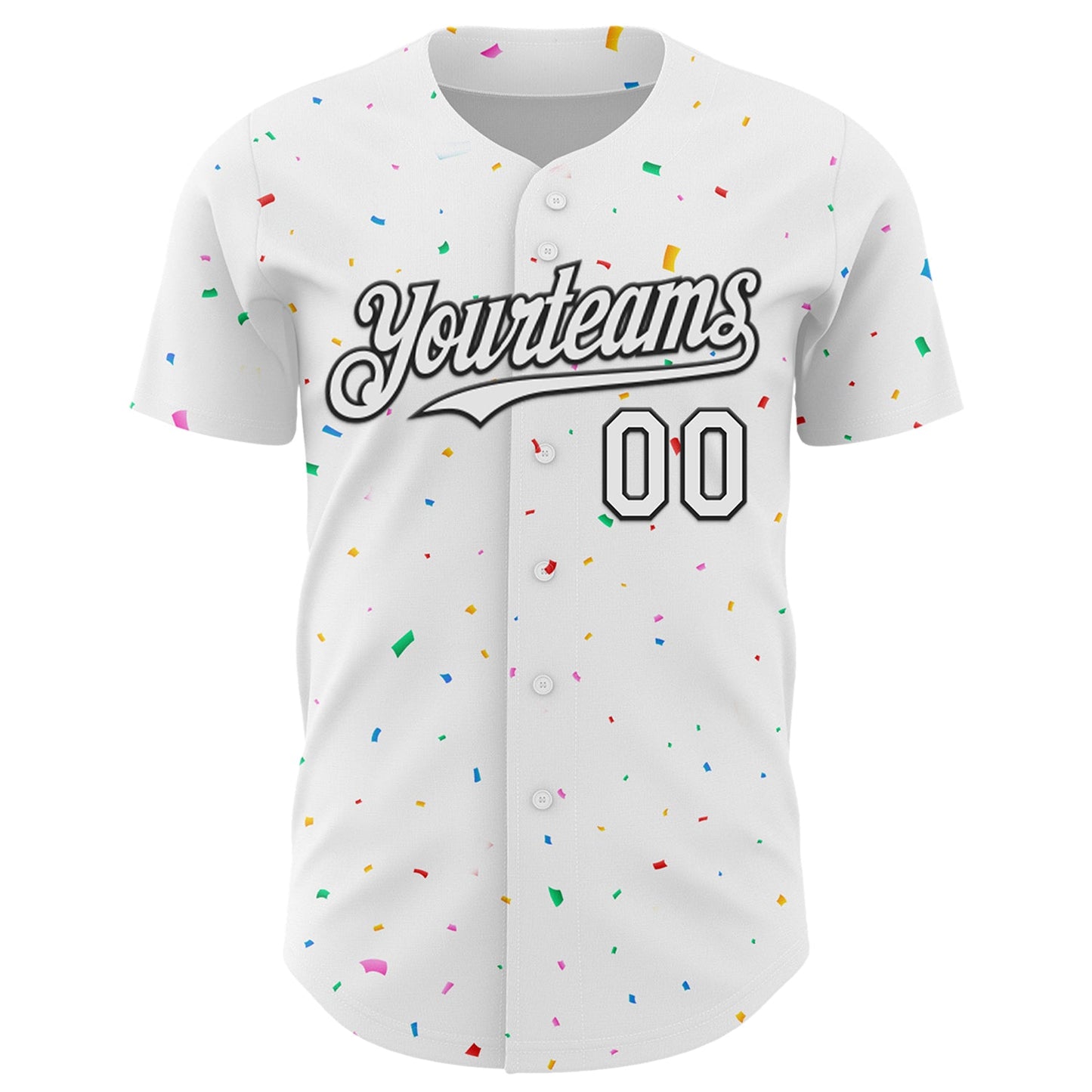 Custom White Black 3D Pattern Design Confetti Colorful Speckle Authentic Baseball Jersey