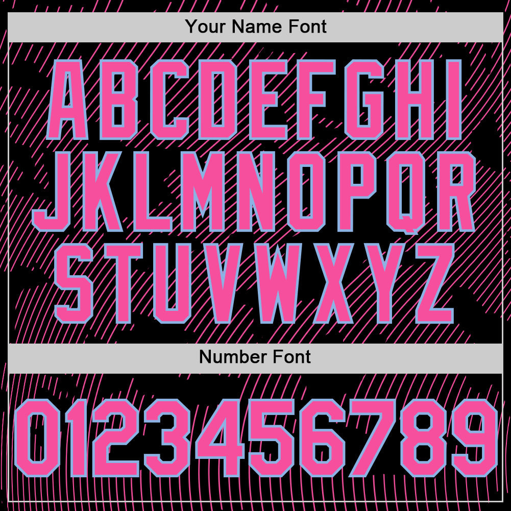Custom Black Pink-Light Blue Curve Lines Authentic Baseball Jersey