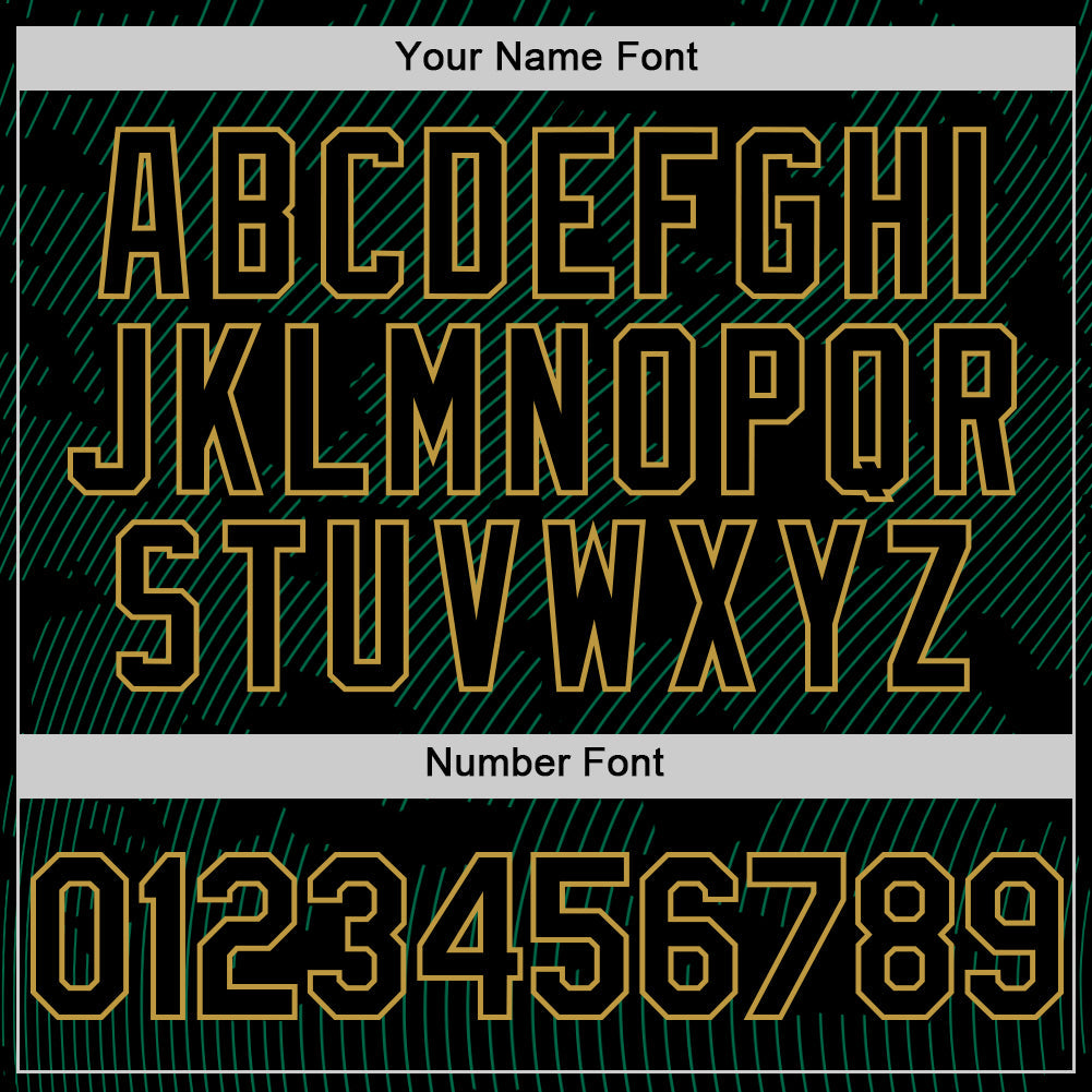 Custom Black Kelly Green-Old Gold Curve Lines Authentic Baseball Jersey