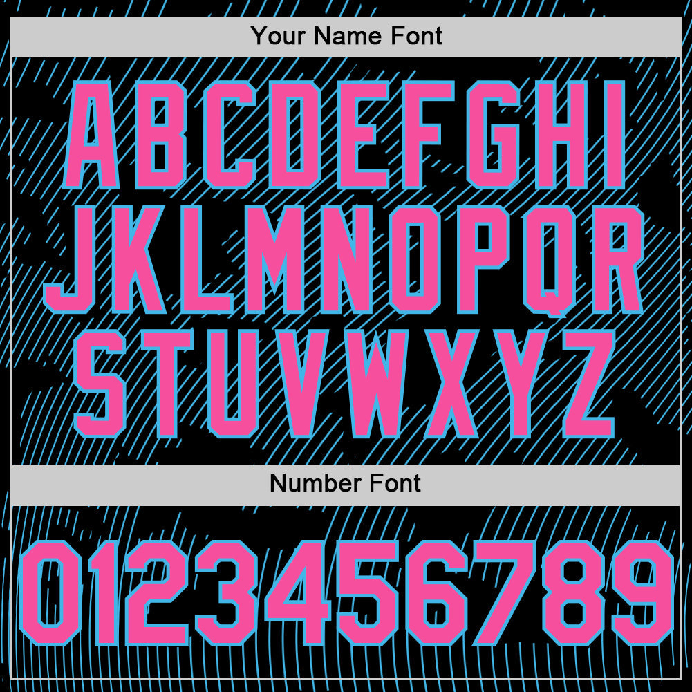 Custom Black Pink-Sky Blue Curve Lines Authentic Baseball Jersey