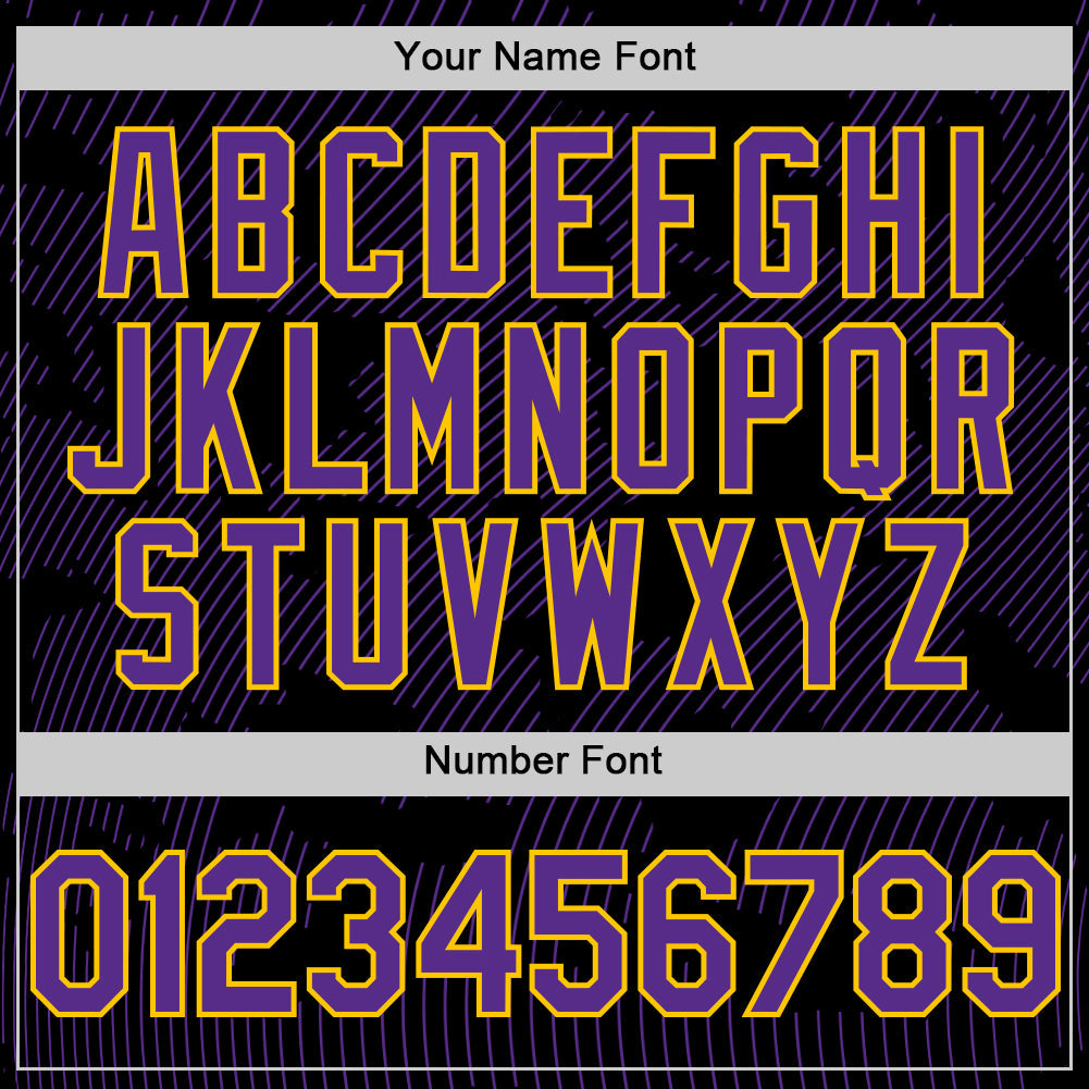 Custom Black Purple-Yellow Curve Lines Authentic Baseball Jersey