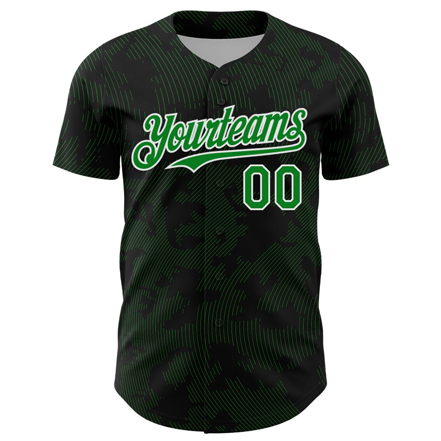 Custom Black Grass Green-White Curve Lines Authentic Baseball Jersey