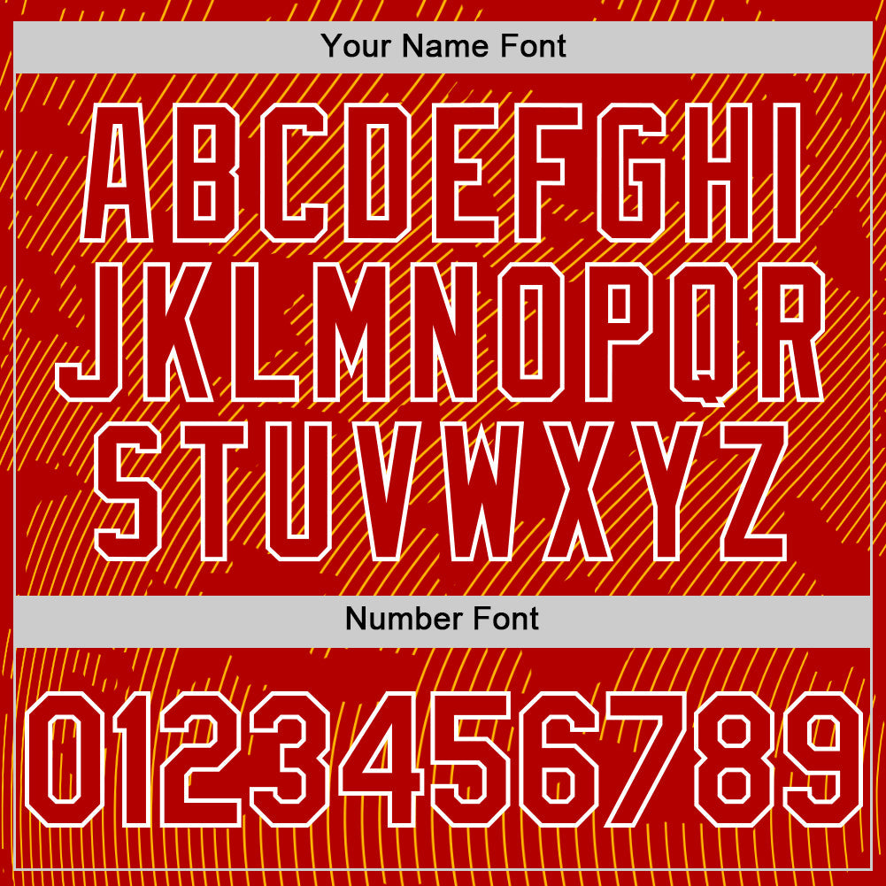 Custom Red Gold-White Curve Lines Authentic Baseball Jersey