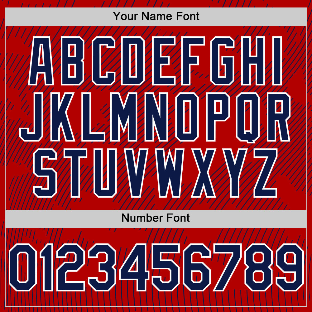 Custom Red Navy-White Curve Lines Authentic Baseball Jersey