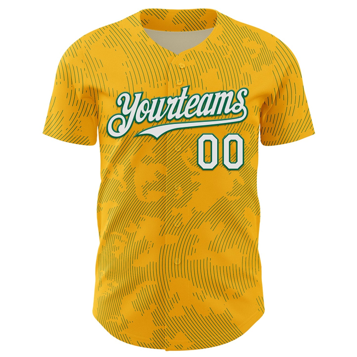 Custom Gold White-Kelly Green Curve Lines Authentic Baseball Jersey