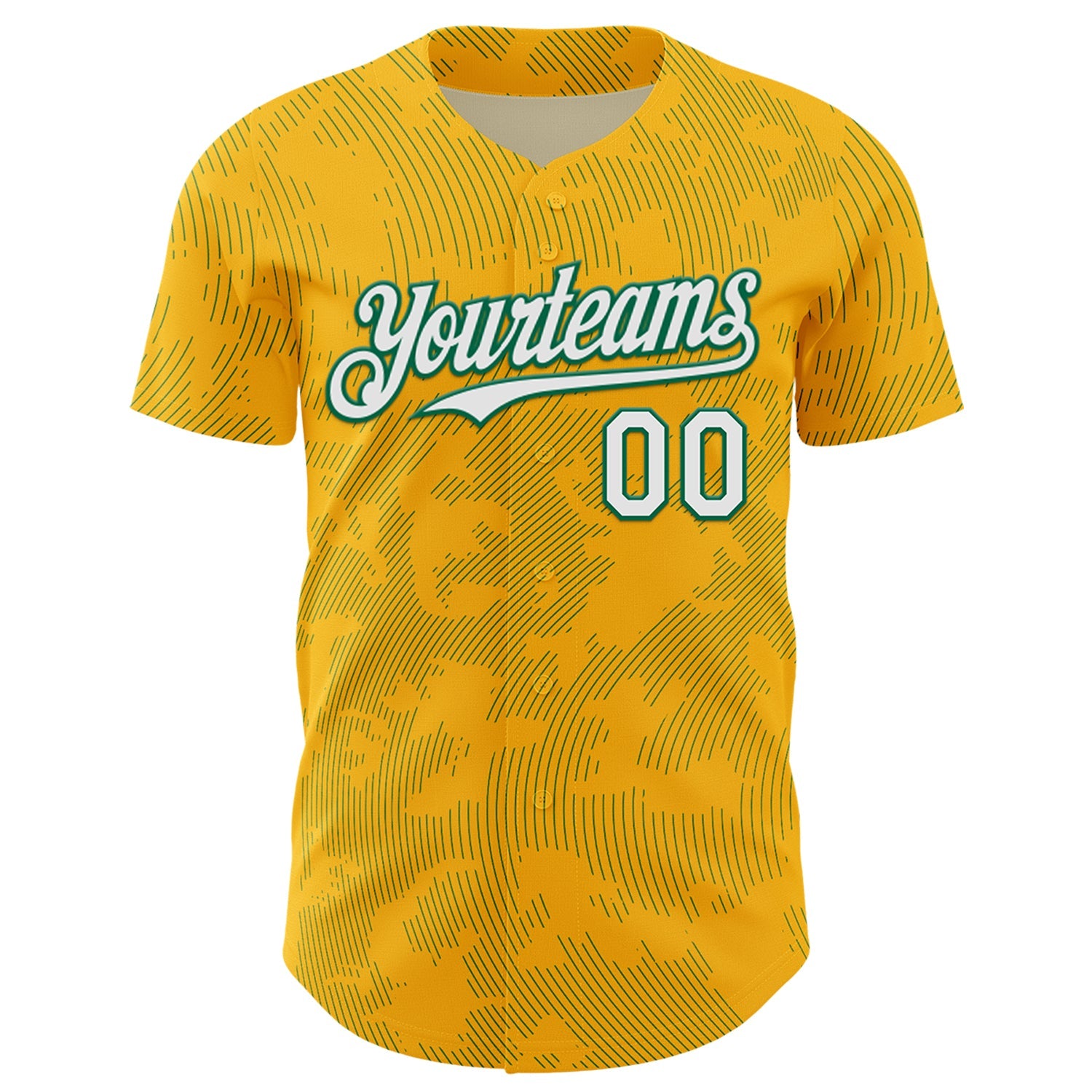 Custom Gold White-Kelly Green Curve Lines Authentic Baseball Jersey