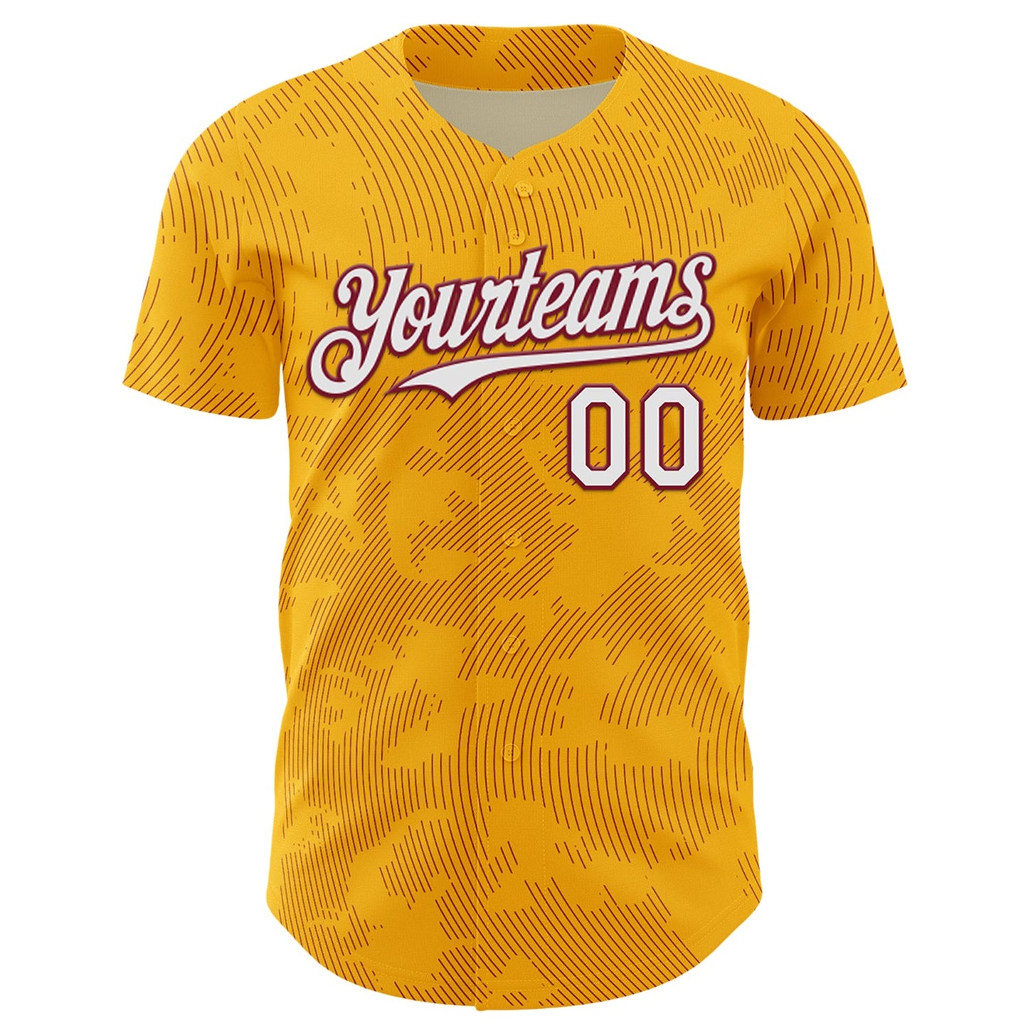 Custom Gold White-Crimson Curve Lines Authentic Baseball Jersey