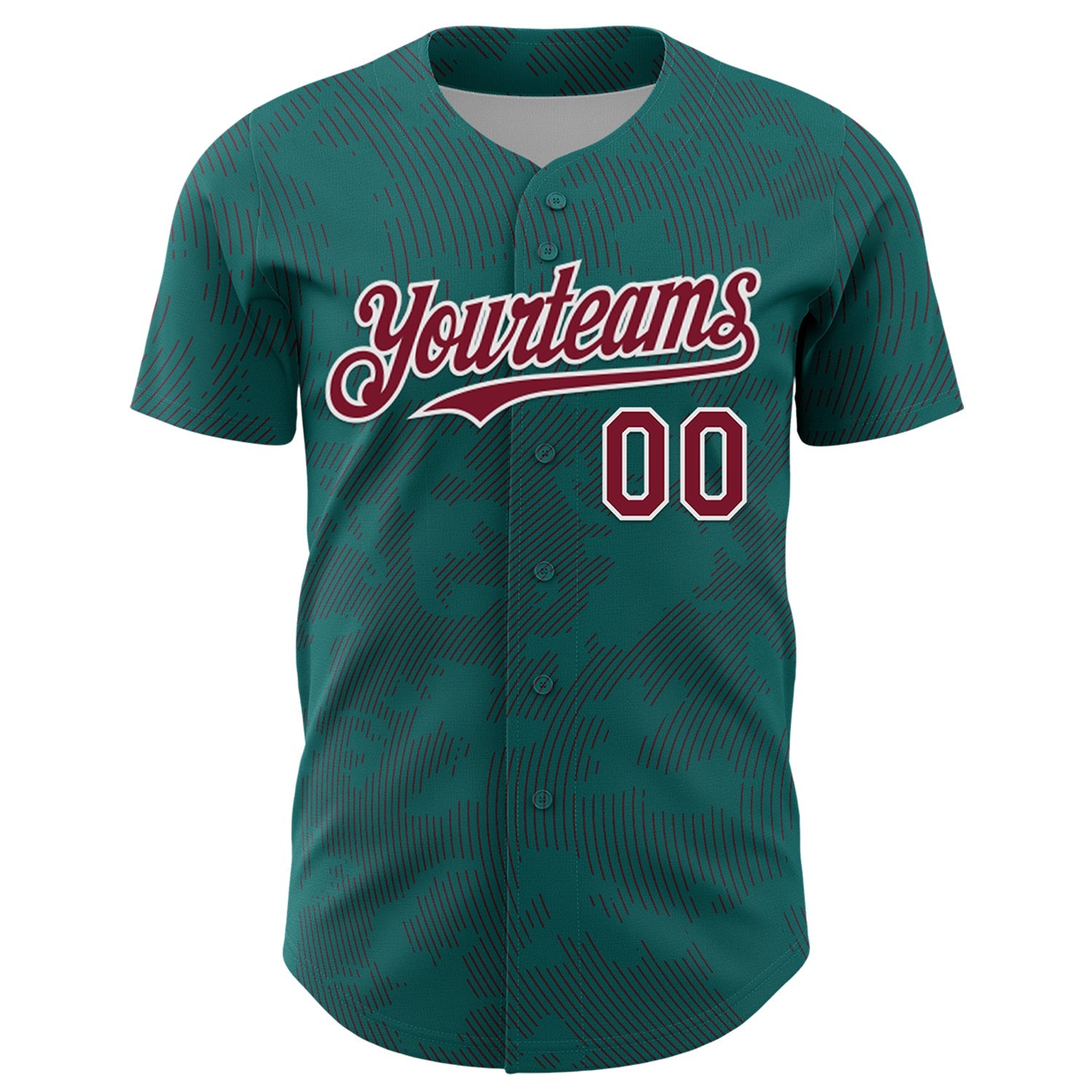 Custom Teal Crimson-White Curve Lines Authentic Baseball Jersey