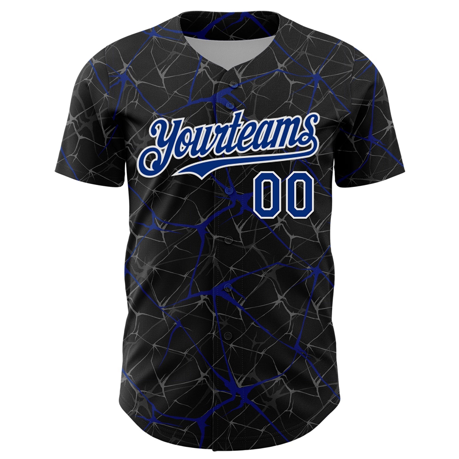 Custom Black Royal-White 3D Pattern Design Abstract Network Authentic Baseball Jersey