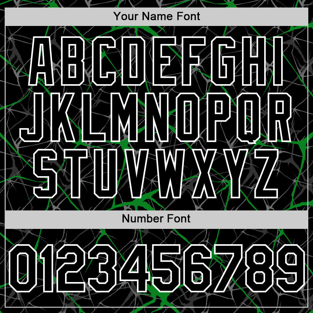 Custom Black Grass Green-White 3D Pattern Design Abstract Network Authentic Baseball Jersey