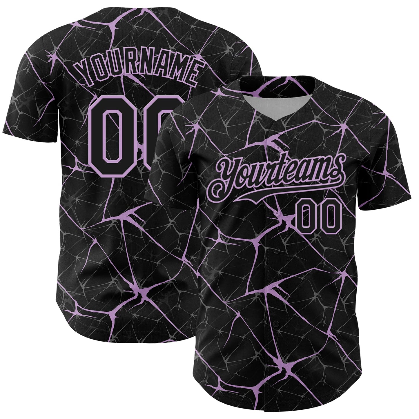 Custom Black Light Purple 3D Pattern Design Abstract Network Authentic Baseball Jersey