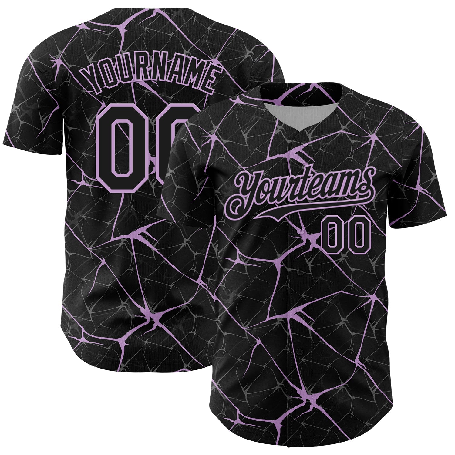 Custom Black Light Purple 3D Pattern Design Abstract Network Authentic Baseball Jersey