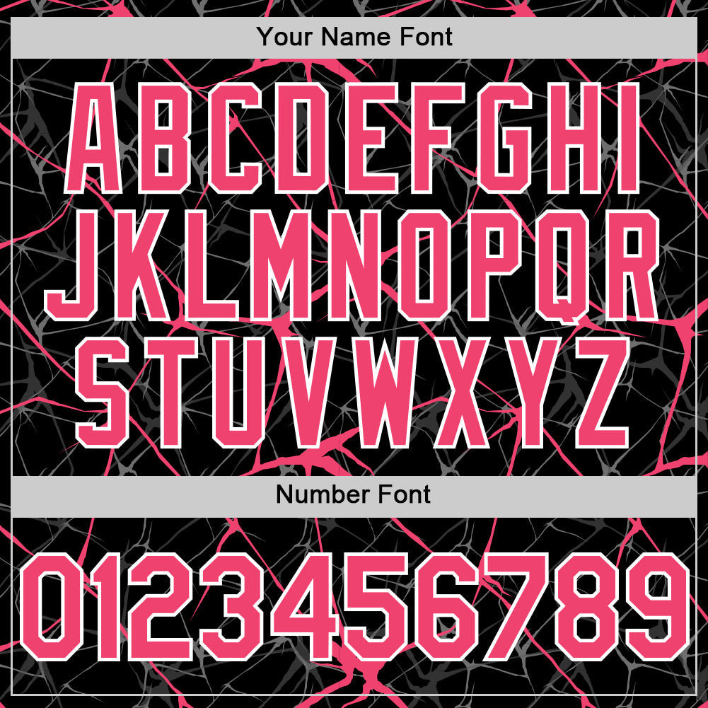 Custom Black Neon Pink-White 3D Pattern Design Abstract Network Authentic Baseball Jersey