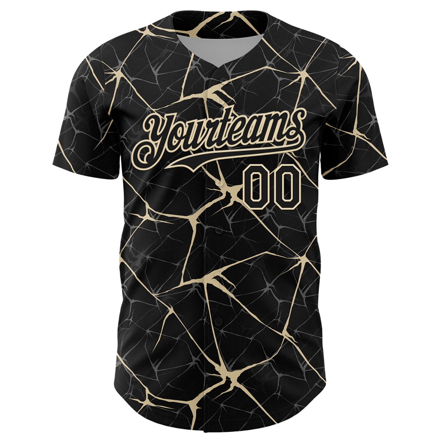 Custom Black Cream 3D Pattern Design Abstract Network Authentic Baseball Jersey