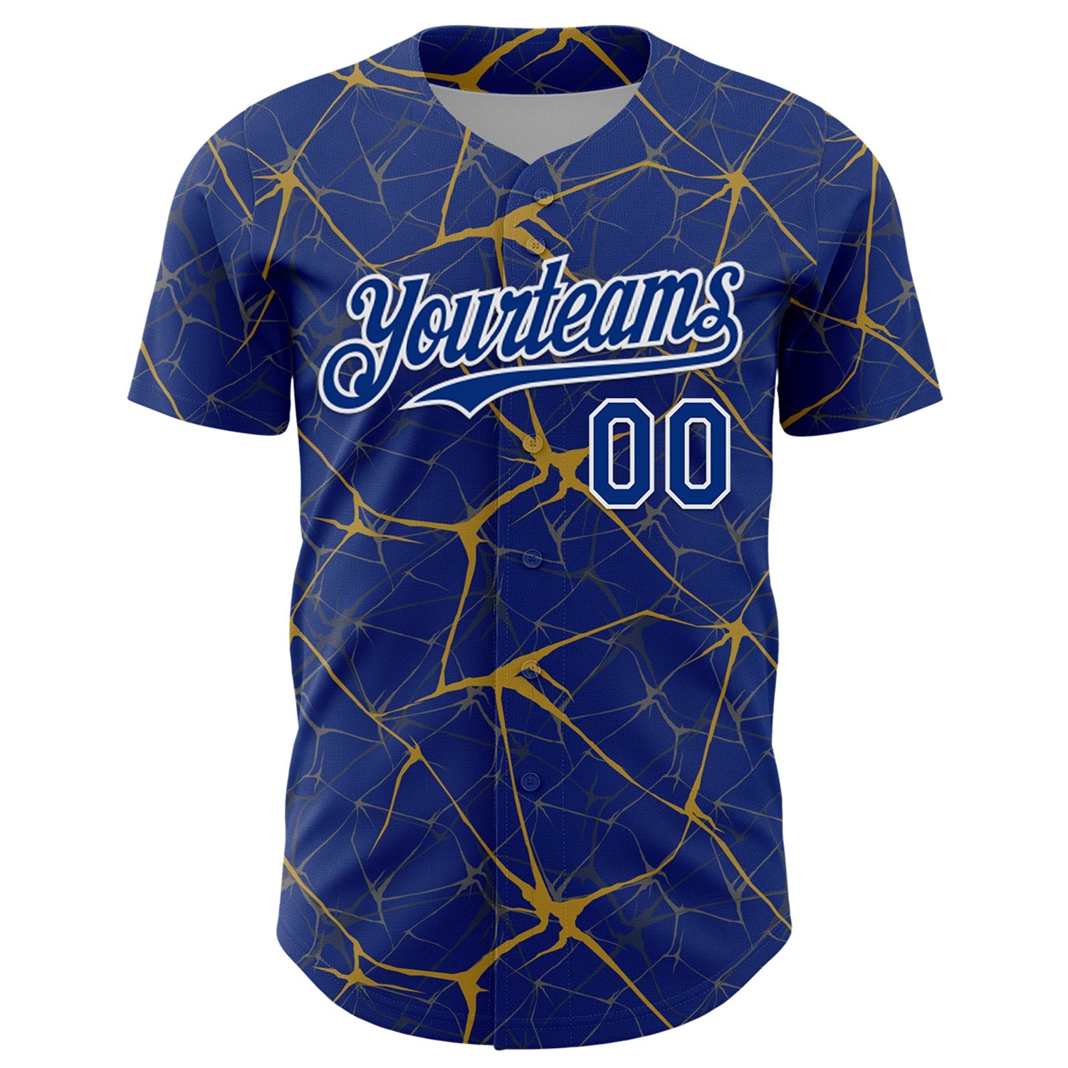 Custom Royal Old Gold-White 3D Pattern Design Abstract Network Authentic Baseball Jersey