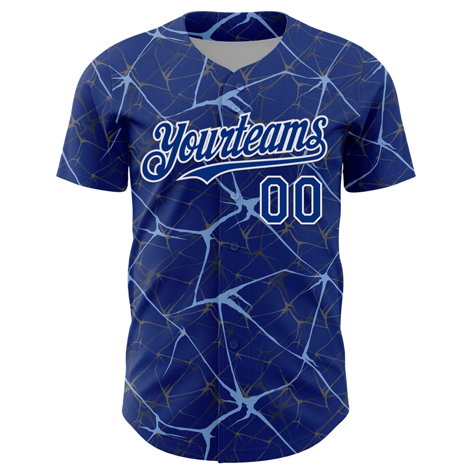 Custom Royal Light Blue-White 3D Pattern Design Abstract Network Authentic Baseball Jersey