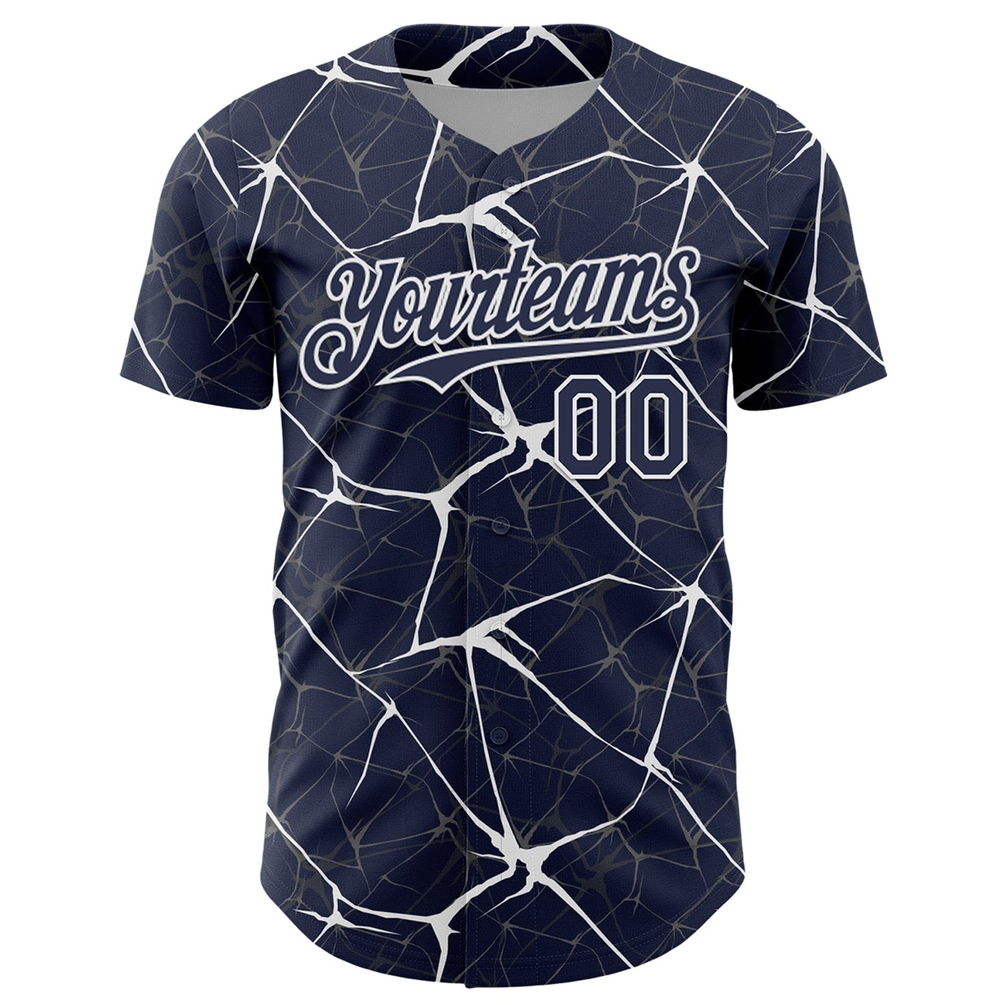 Custom Navy White 3D Pattern Design Abstract Network Authentic Baseball Jersey