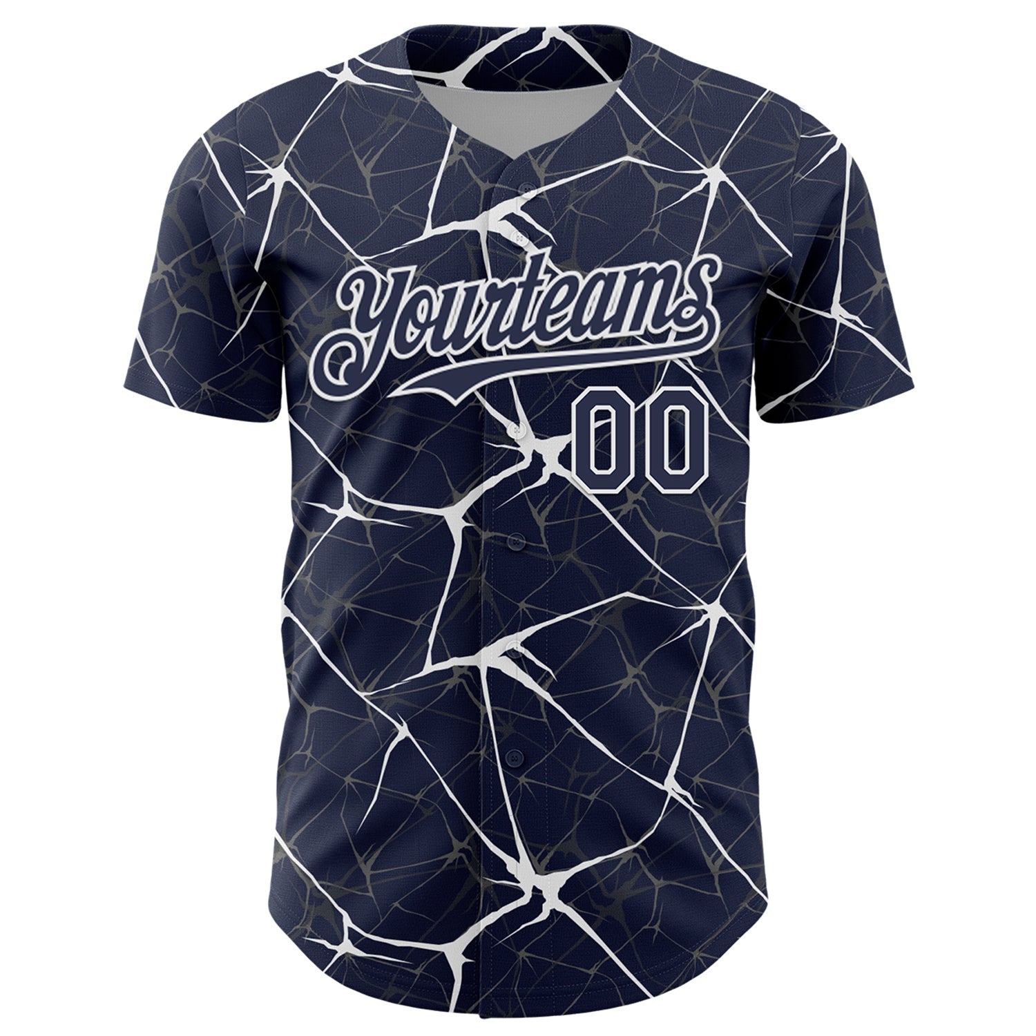 Custom Navy White 3D Pattern Design Abstract Network Authentic Baseball Jersey