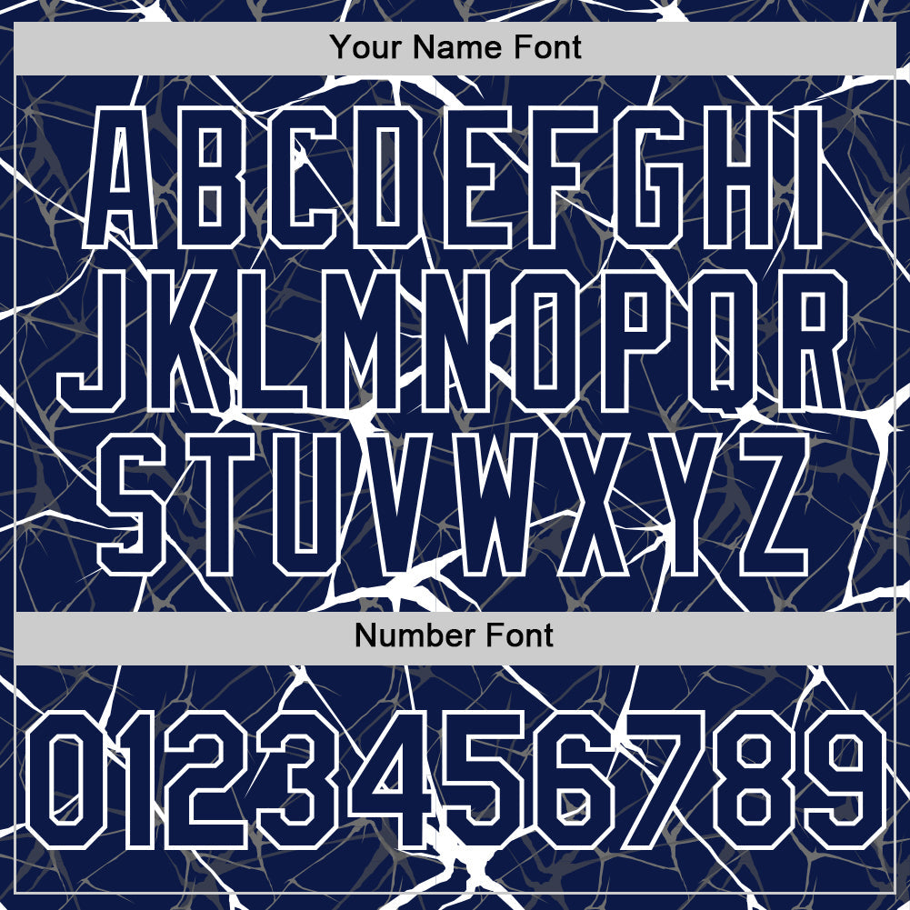 Custom Navy White 3D Pattern Design Abstract Network Authentic Baseball Jersey