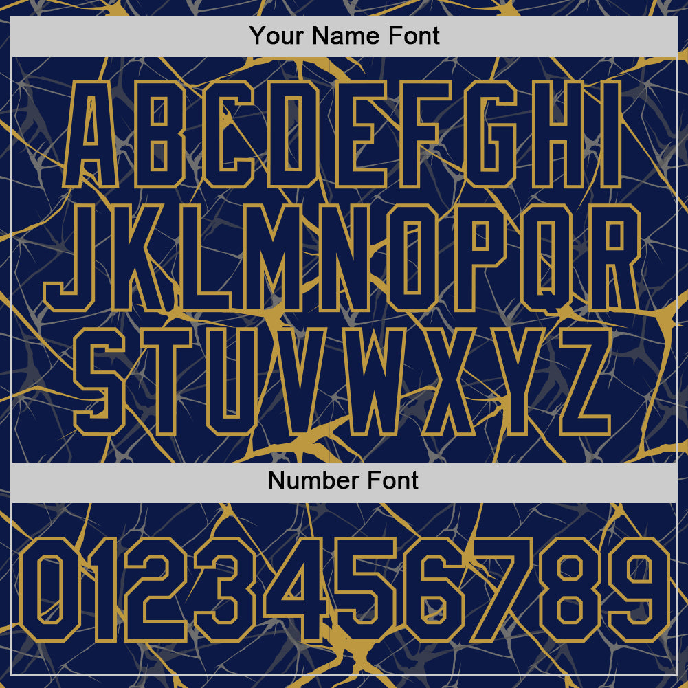 Custom Navy Old Gold 3D Pattern Design Abstract Network Authentic Baseball Jersey