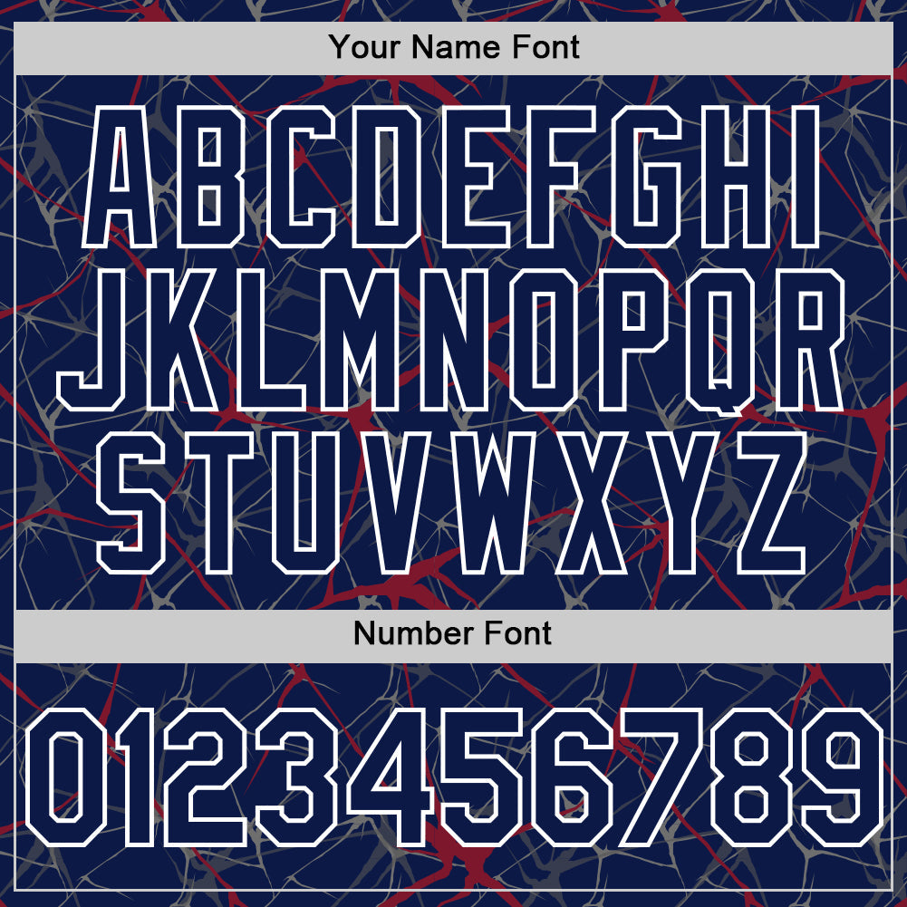 Custom Navy Crimson-White 3D Pattern Design Abstract Network Authentic Baseball Jersey
