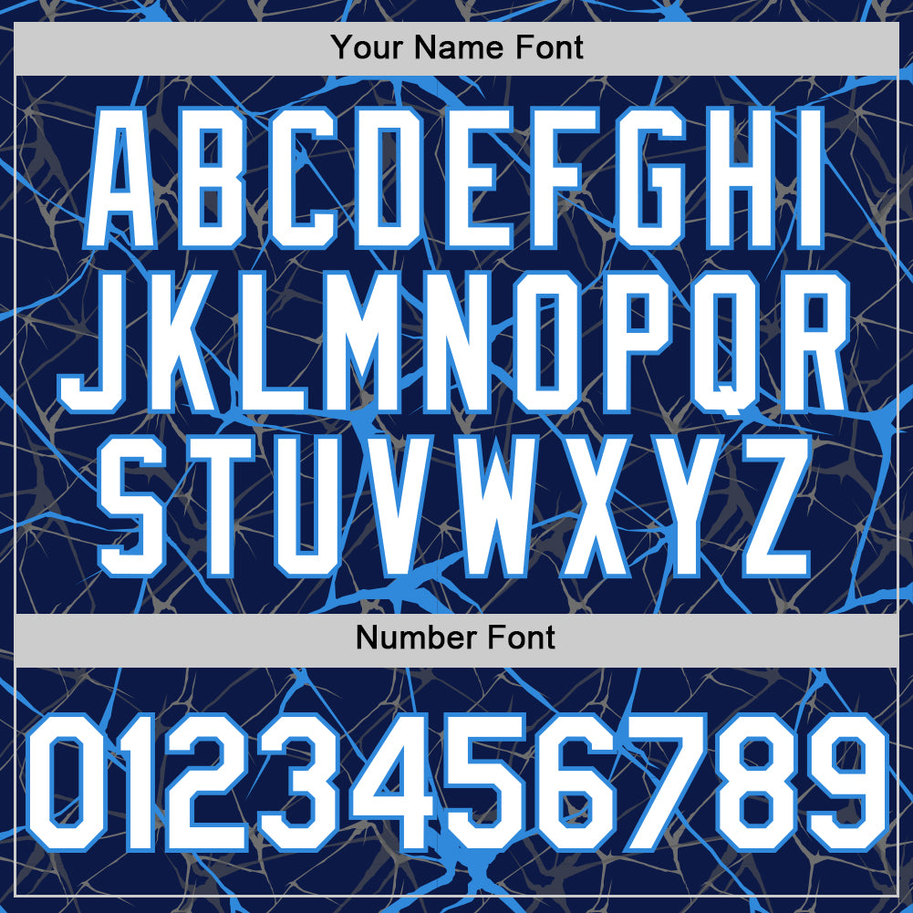 Custom Navy White-Electric Blue 3D Pattern Design Abstract Network Authentic Baseball Jersey