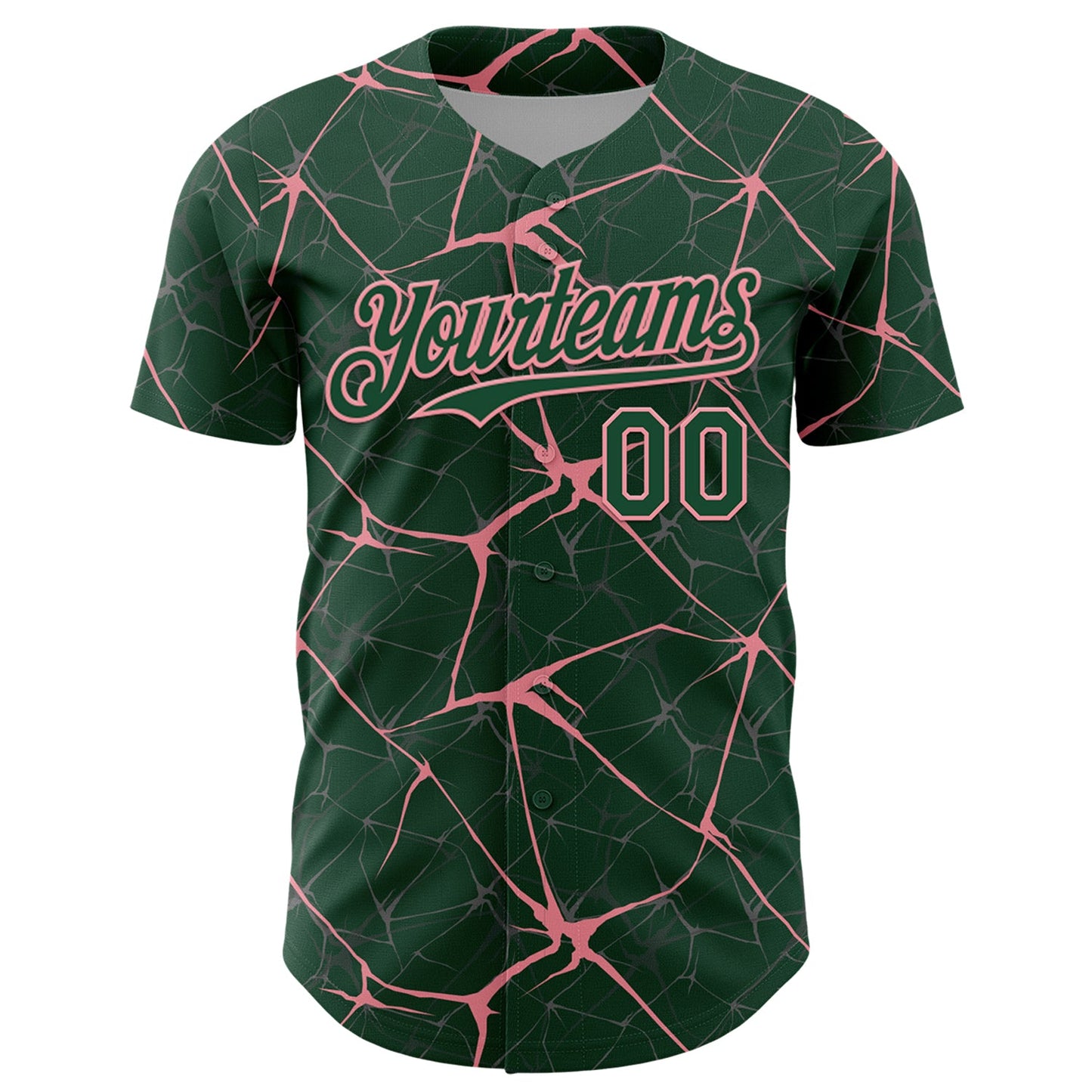 Custom Green Medium Pink 3D Pattern Design Abstract Network Authentic Baseball Jersey
