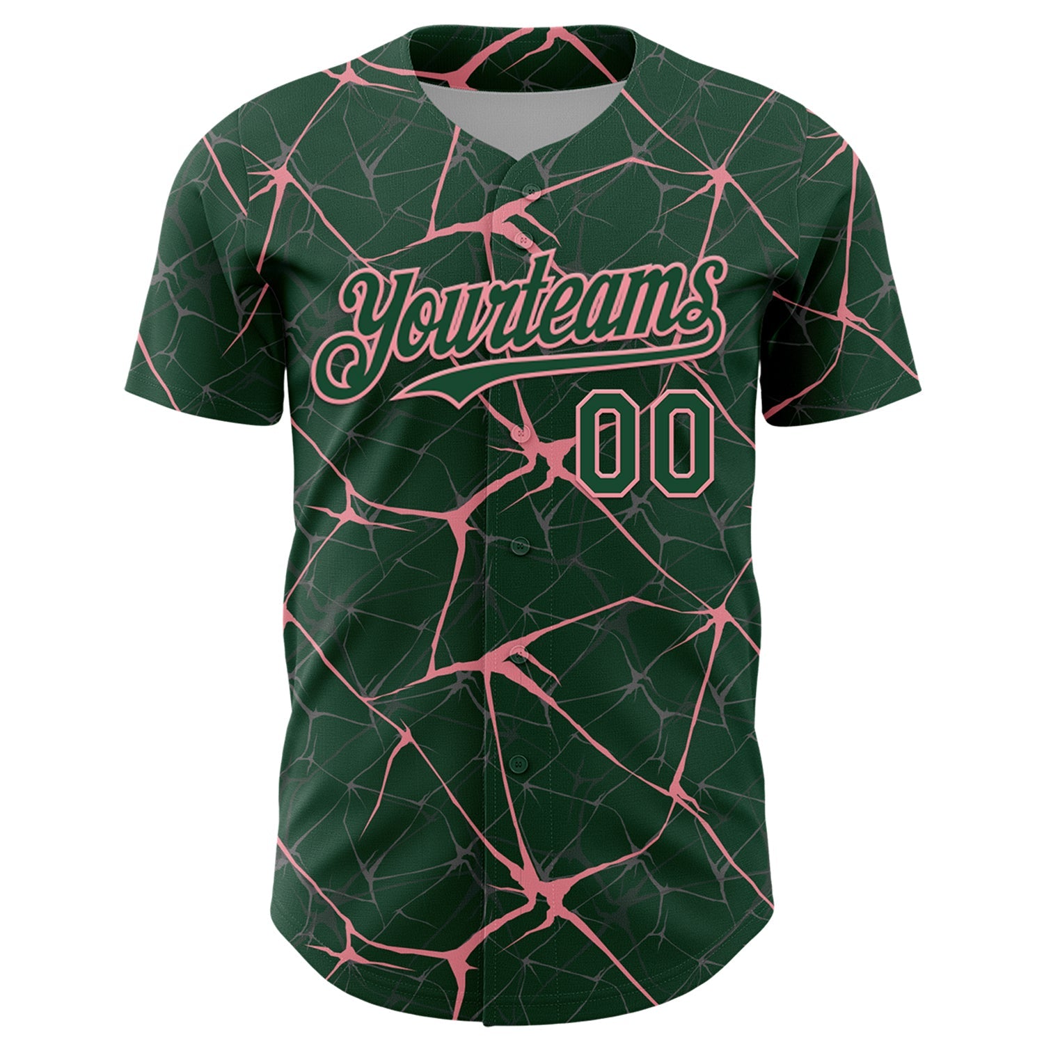 Custom Green Medium Pink 3D Pattern Design Abstract Network Authentic Baseball Jersey