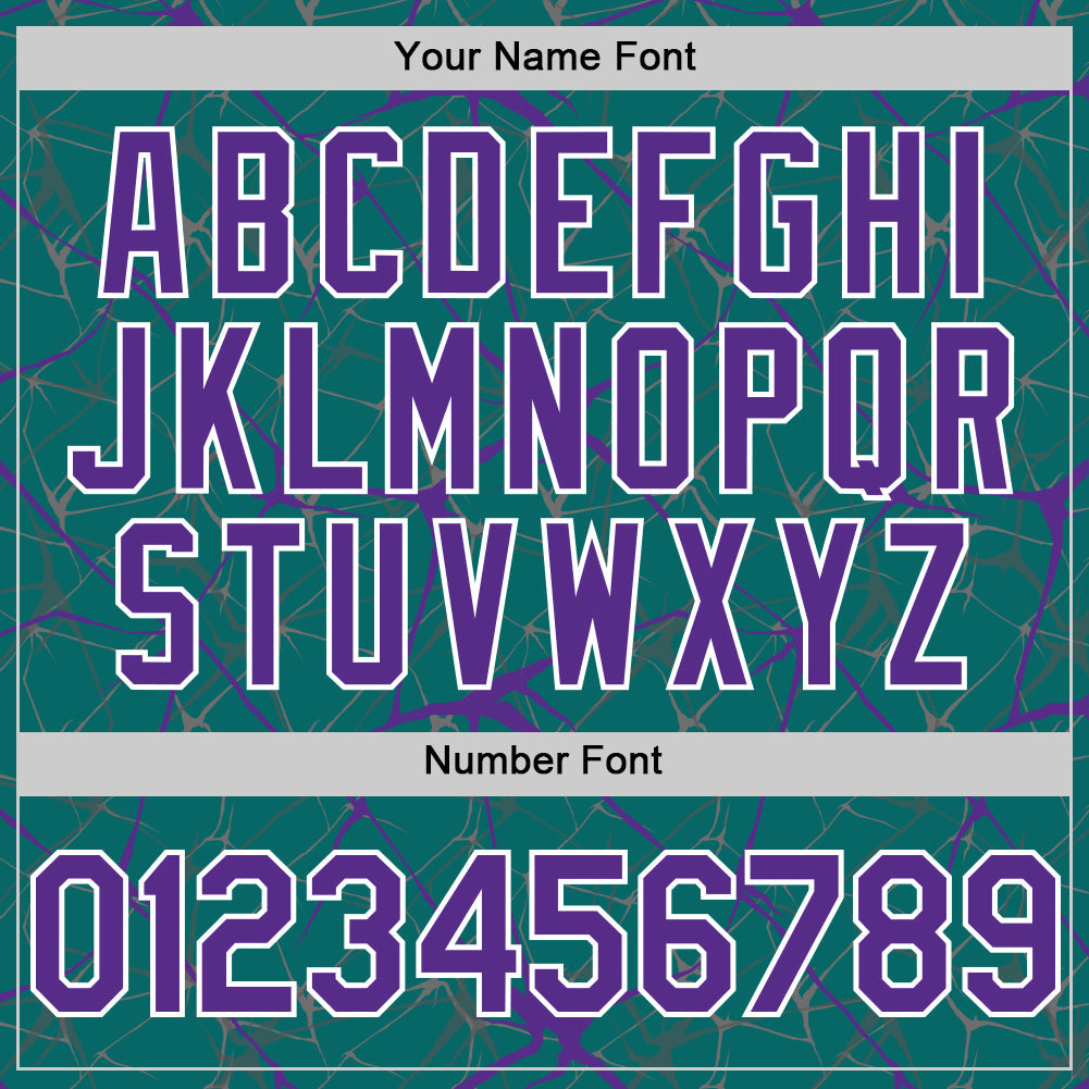 Custom Teal Purple-White 3D Pattern Design Abstract Network Authentic Baseball Jersey