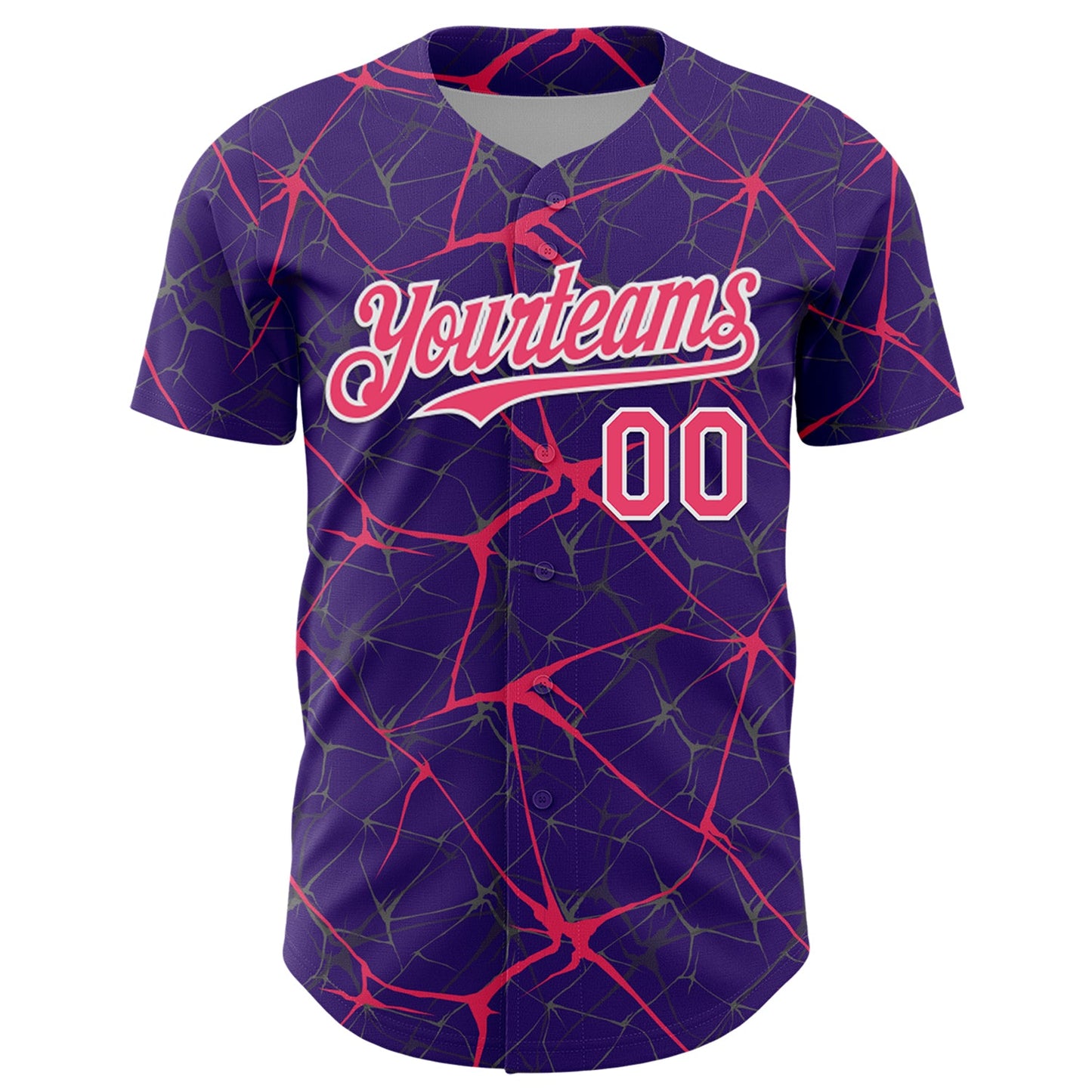 Custom Purple Neon Pink-White 3D Pattern Design Abstract Network Authentic Baseball Jersey