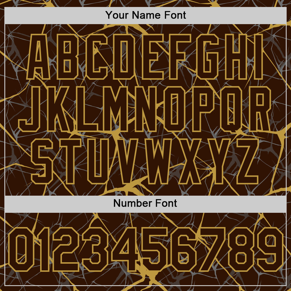 Custom Brown Old Gold 3D Pattern Design Abstract Network Authentic Baseball Jersey