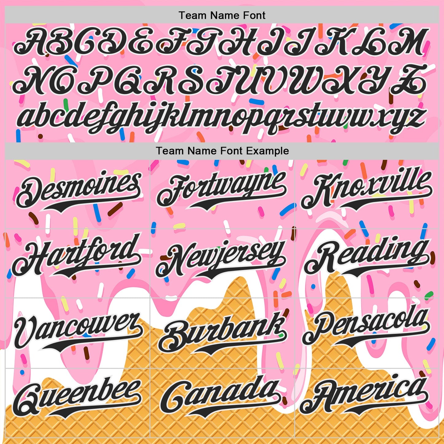 Custom Light Pink Black Yellow-White Foodie Food Dessert Melting Cream Waffle Grid Authentic Baseball Jersey