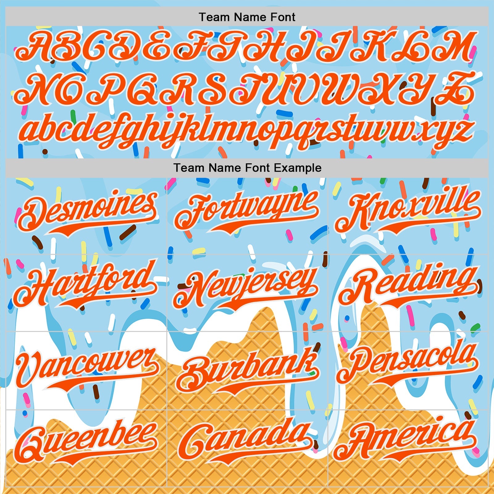 Custom Electric Blue Orange Yellow-White Foodie Food Dessert Melting Cream Waffle Grid Authentic Baseball Jersey