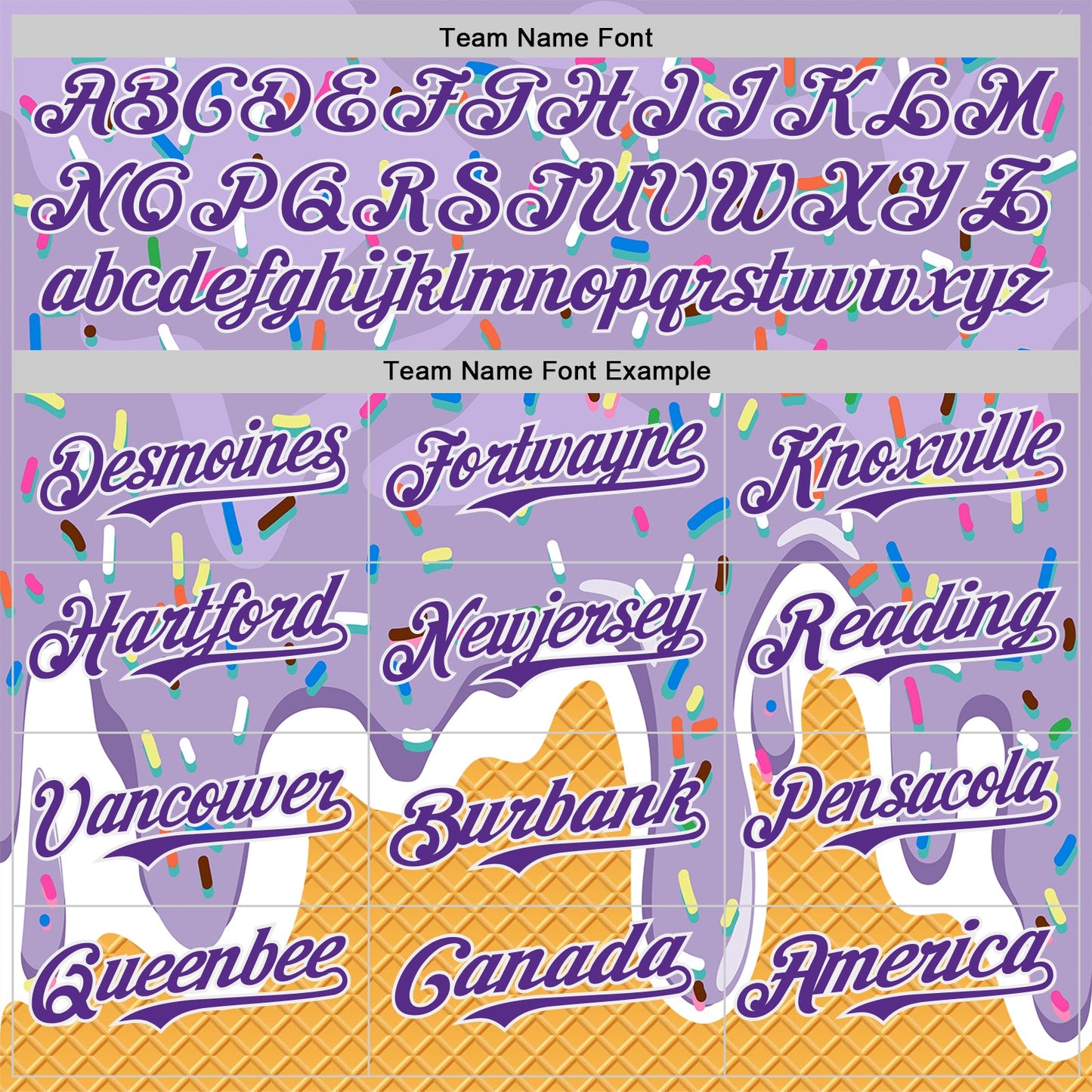 Custom Light Purple Purple Yellow-White Foodie Food Dessert Melting Cream Waffle Grid Authentic Baseball Jersey
