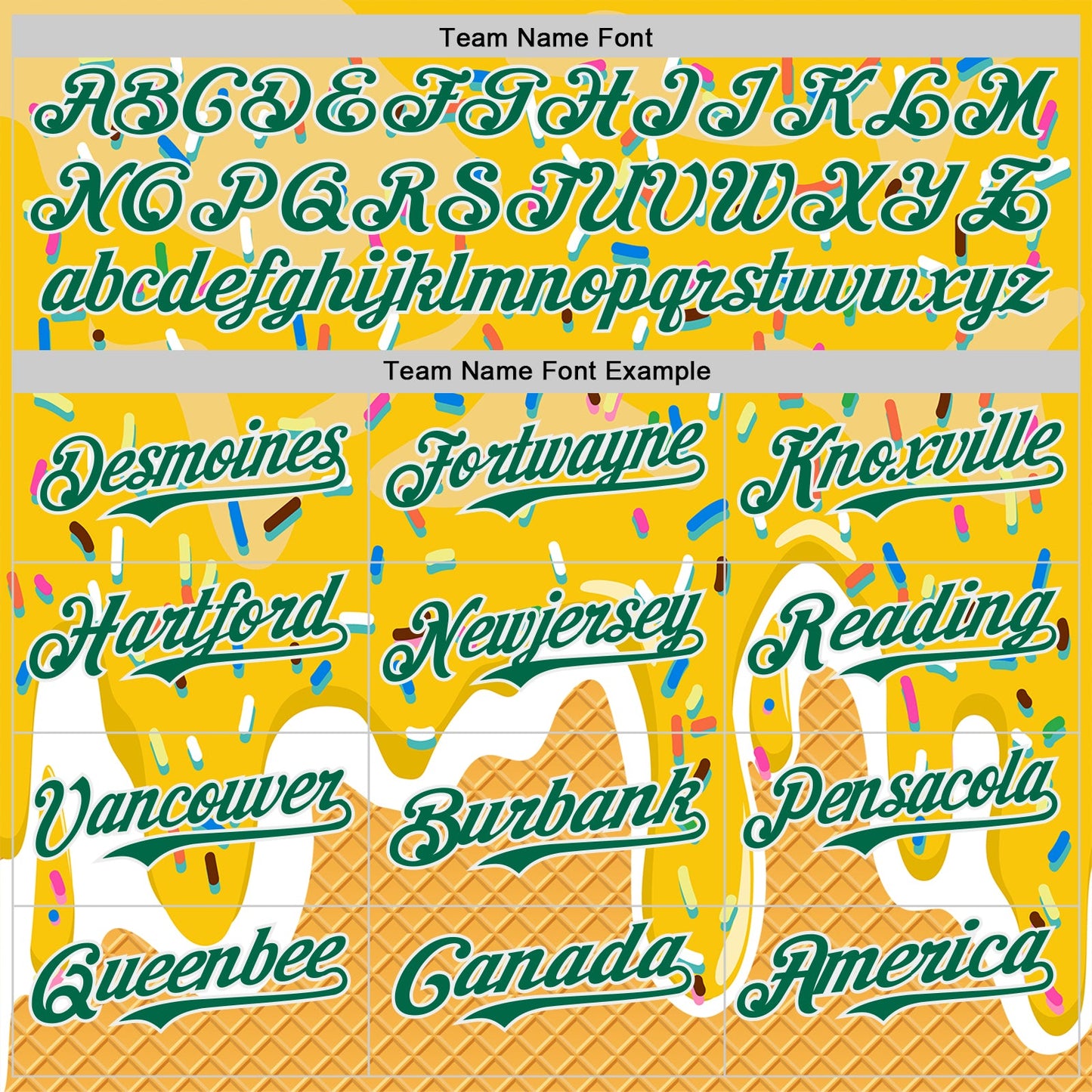 Custom Yellow Kelly Green-White Foodie Food Dessert Melting Cream Waffle Grid Authentic Baseball Jersey