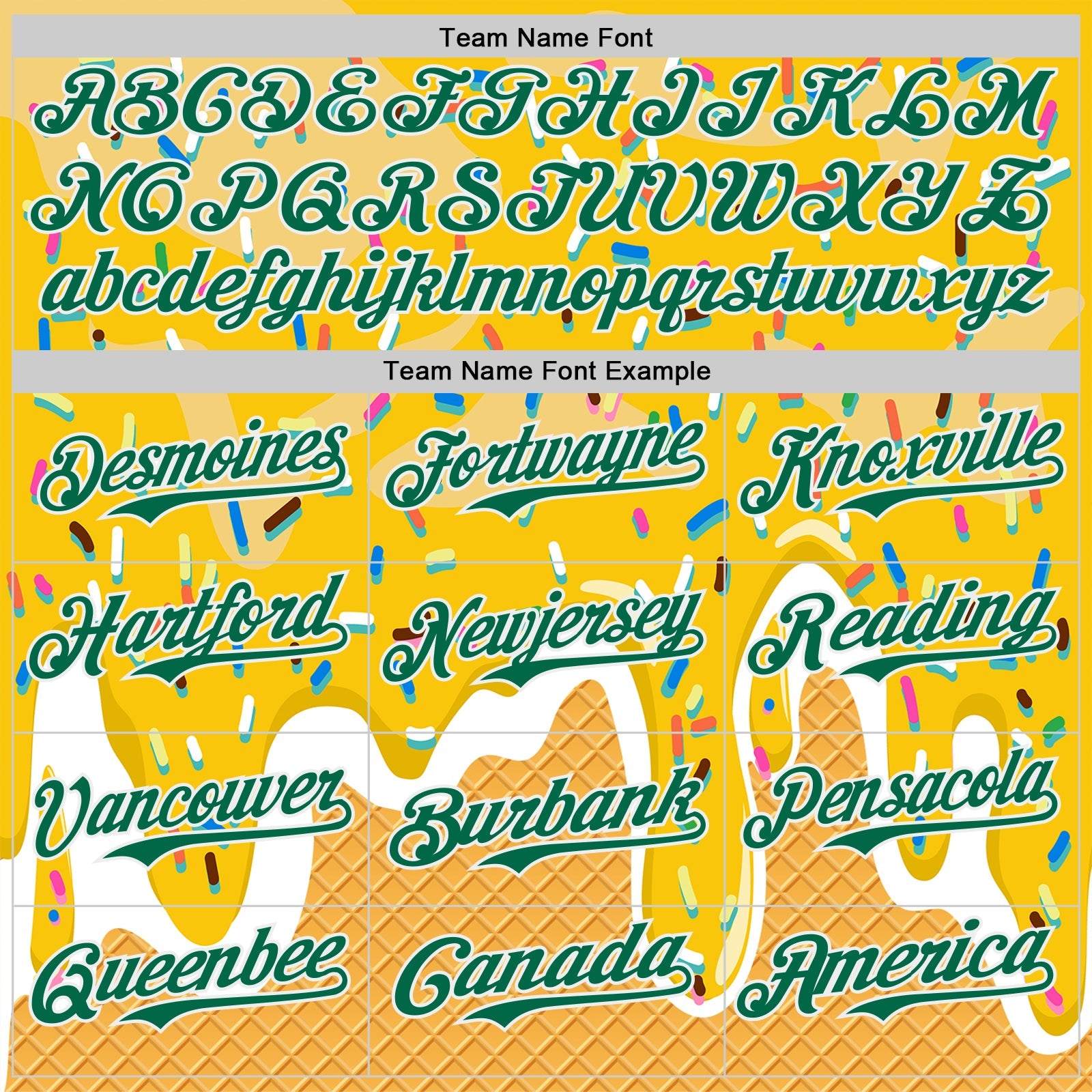 Custom Yellow Kelly Green-White Foodie Food Dessert Melting Cream Waffle Grid Authentic Baseball Jersey