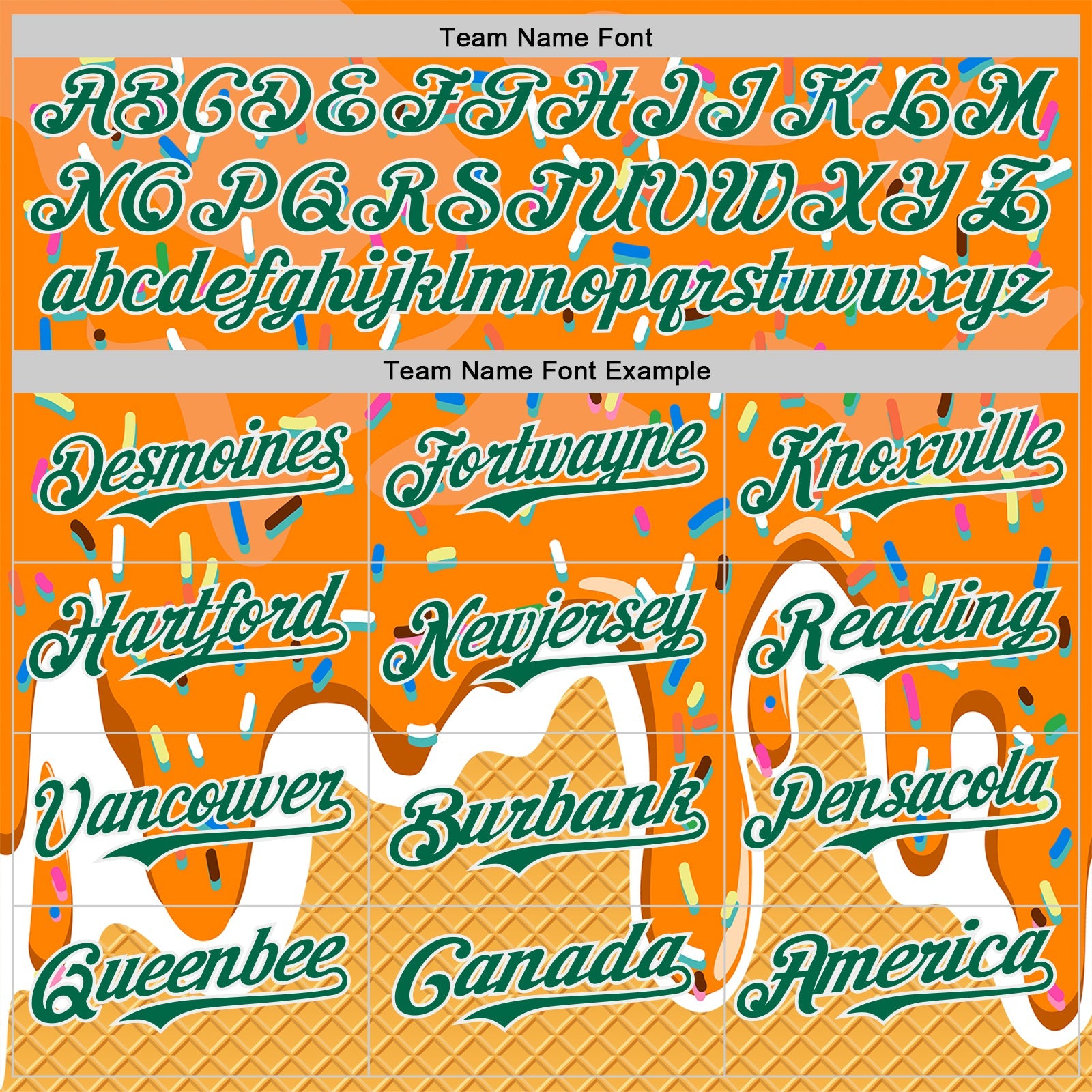 Custom Bay Orange Kelly Green Yellow-White Foodie Food Dessert Melting Cream Waffle Grid Authentic Baseball Jersey