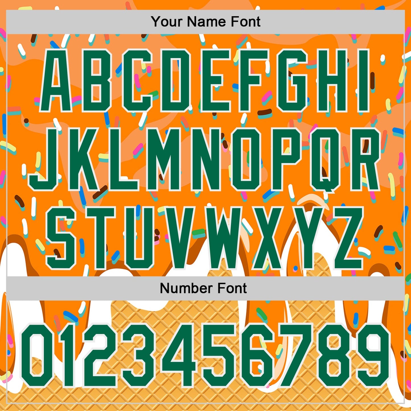 Custom Bay Orange Kelly Green Yellow-White Foodie Food Dessert Melting Cream Waffle Grid Authentic Baseball Jersey