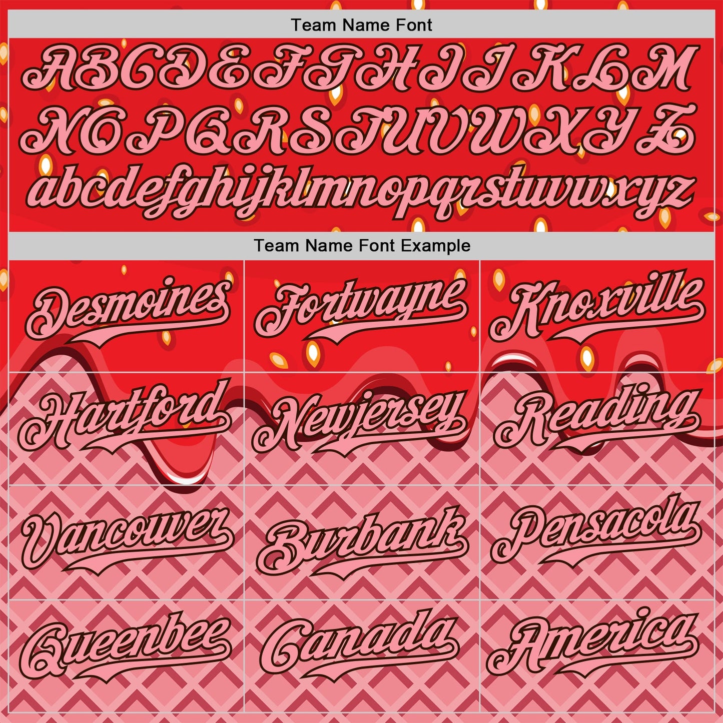 Custom Red Medium Pink-Brown Foodie Food Dessert Melting Cream Waffle Grid Authentic Baseball Jersey